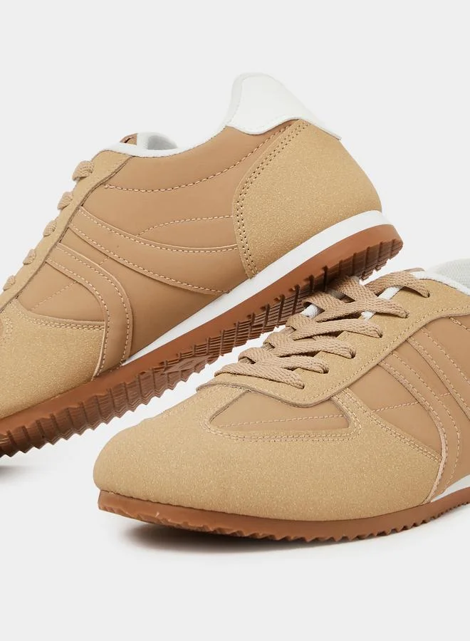 Styli Beige Retro Lace-Up Sneakers