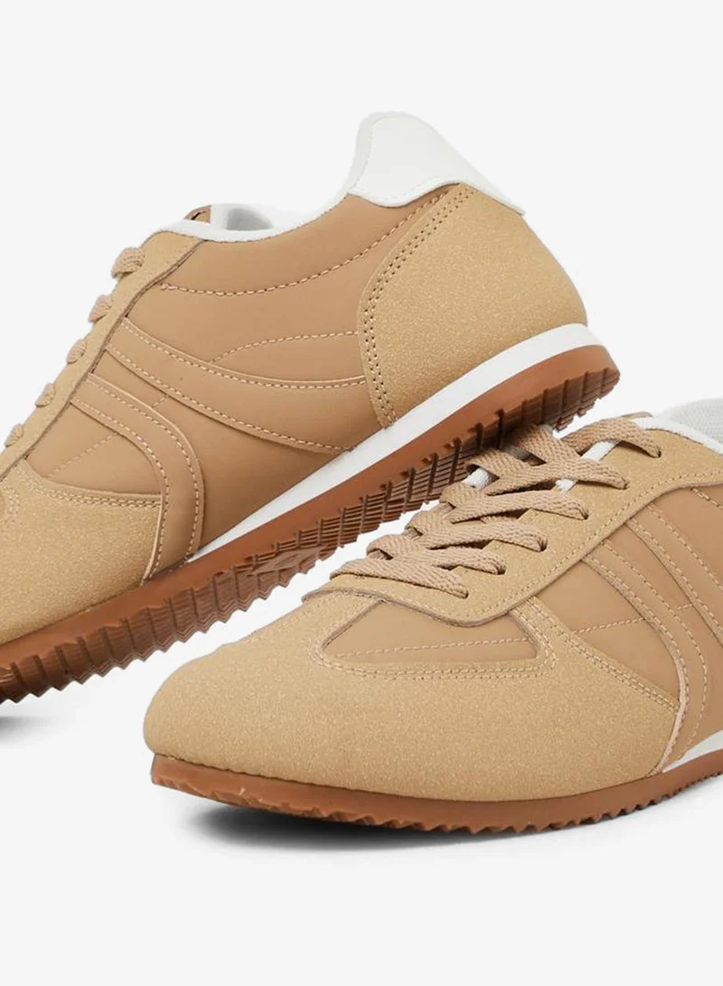 Styli Beige Retro Lace-Up Sneakers