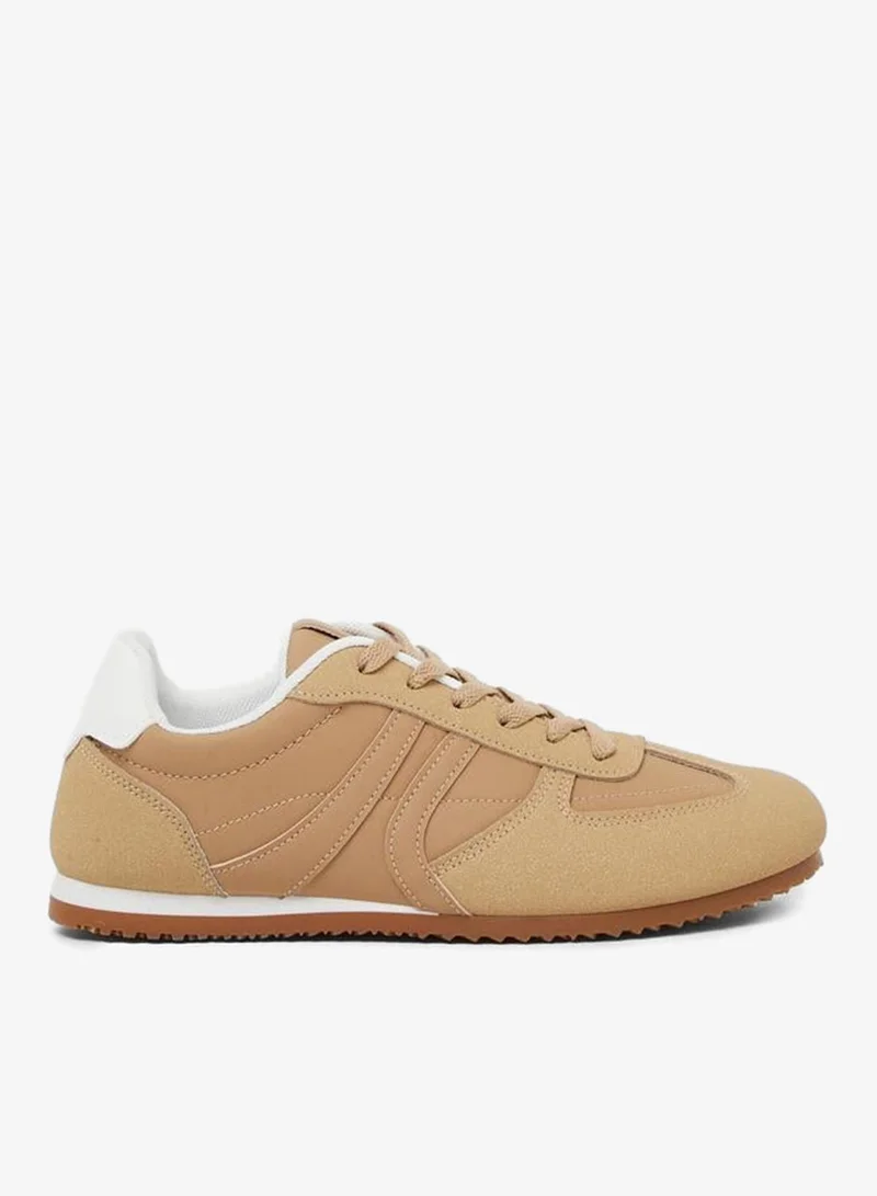 Styli Beige Retro Lace-Up Sneakers