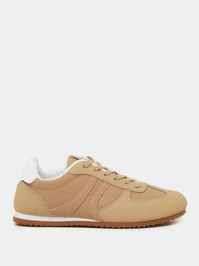 Styli Beige Retro Lace-Up Sneakers