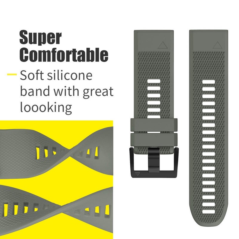 ANCOOL for Fenix 5/Fenix 6/Fenix 7 Band 22mm Silicone Watch Band for Fenix 8 Fenix E 47mm/Fenix 5 Plus/Fenix 6 Pro/Fenix 7 Pro/Forerunner 935(Yellow) - Image 4