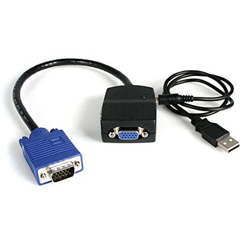 StarTech.com 2 Port VGA Video Splitter - USB Powered - 2048x1536 - VGA Video Monitor Splitter Dual Port (ST122LE) Black - Image 1