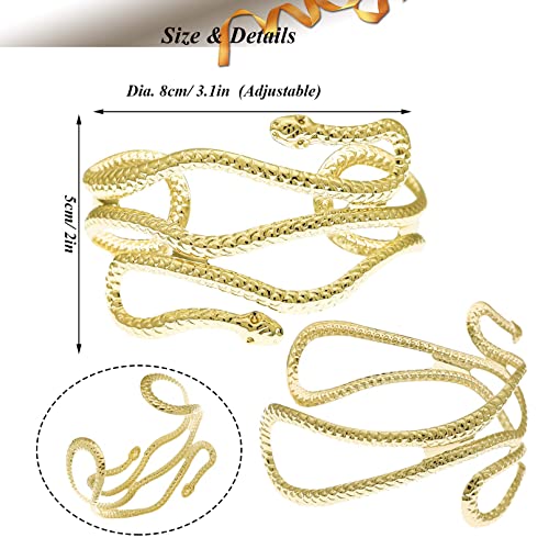 RechicGu Golden Color Chic Egypt Cleopatra Swirl Snake Arm Cuff Armlet Armband Open Bangle Bracelet - Image 2