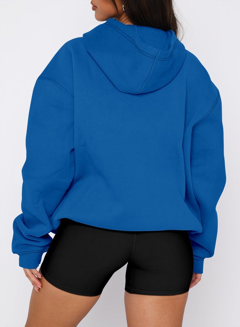 onlypuff Hoodies y2k Girls Long Sleeve Pullover Sweatshirts for Fall Winter Blue L - Image 3