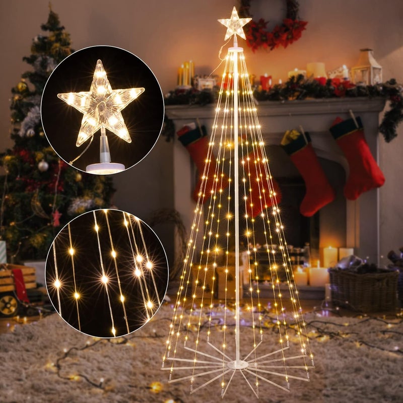 Brightown Christmas Cone Tree Light 7ft 295 LED Light Show Christmas Tree with 8 Modes Timer Remote Dimmable Artificial Christmas Tree for Porch Yard Patio Indoor Outdoor Xmas Holiday Decor Warm White - Image 3