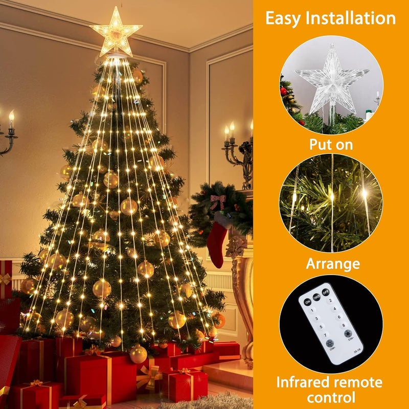 Brightown Christmas Cone Tree Light 7ft 295 LED Light Show Christmas Tree with 8 Modes Timer Remote Dimmable Artificial Christmas Tree for Porch Yard Patio Indoor Outdoor Xmas Holiday Decor Warm White - Image 4