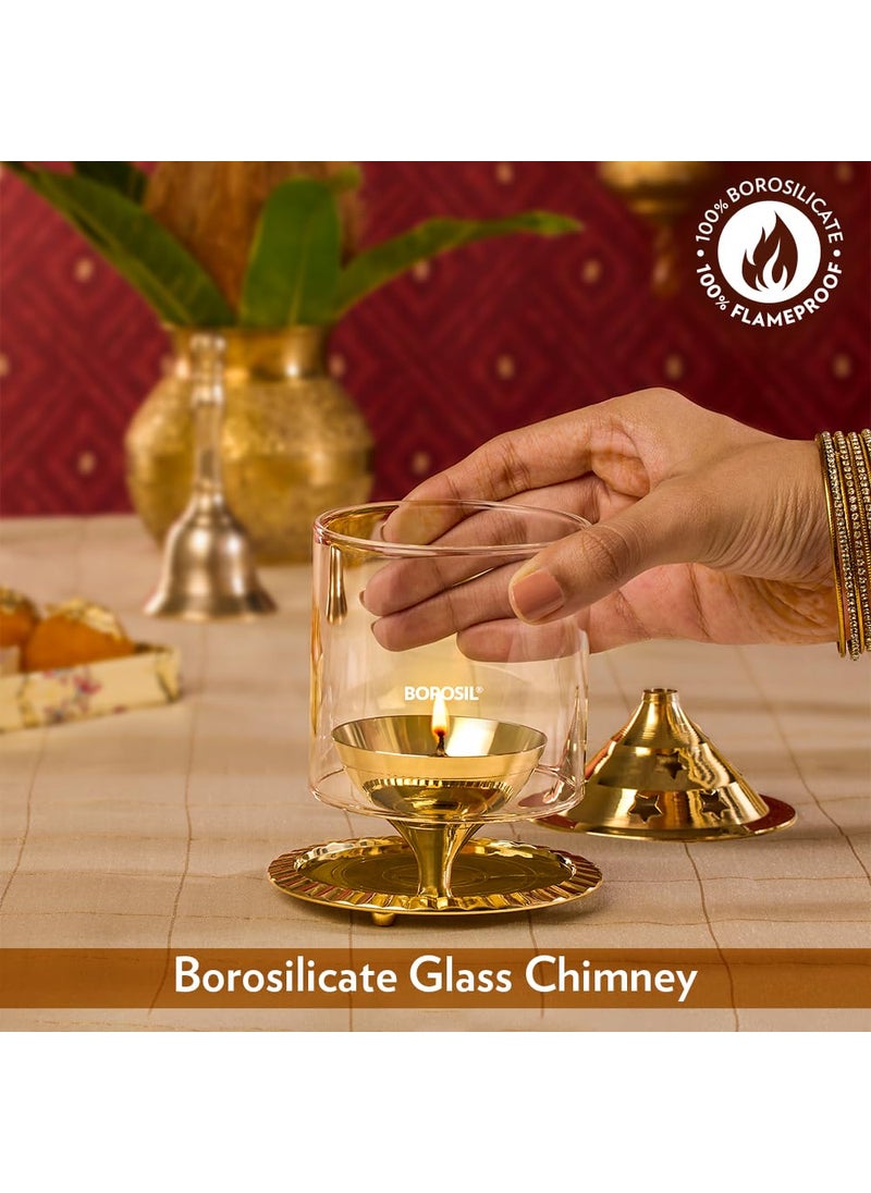 BOROSIL Borosil Akhand Diya Medium Brass HDADBTRD100  - Image 5