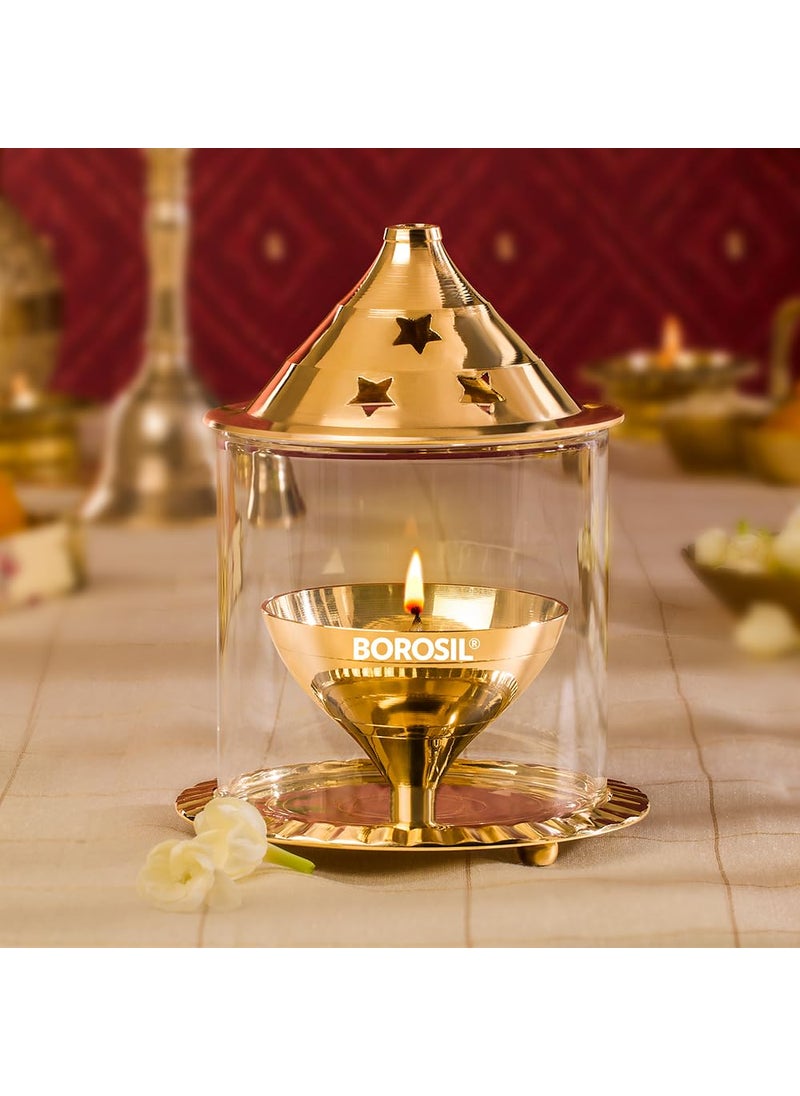 BOROSIL Borosil Akhand Diya Medium Brass HDADBTRD100  - Image 1