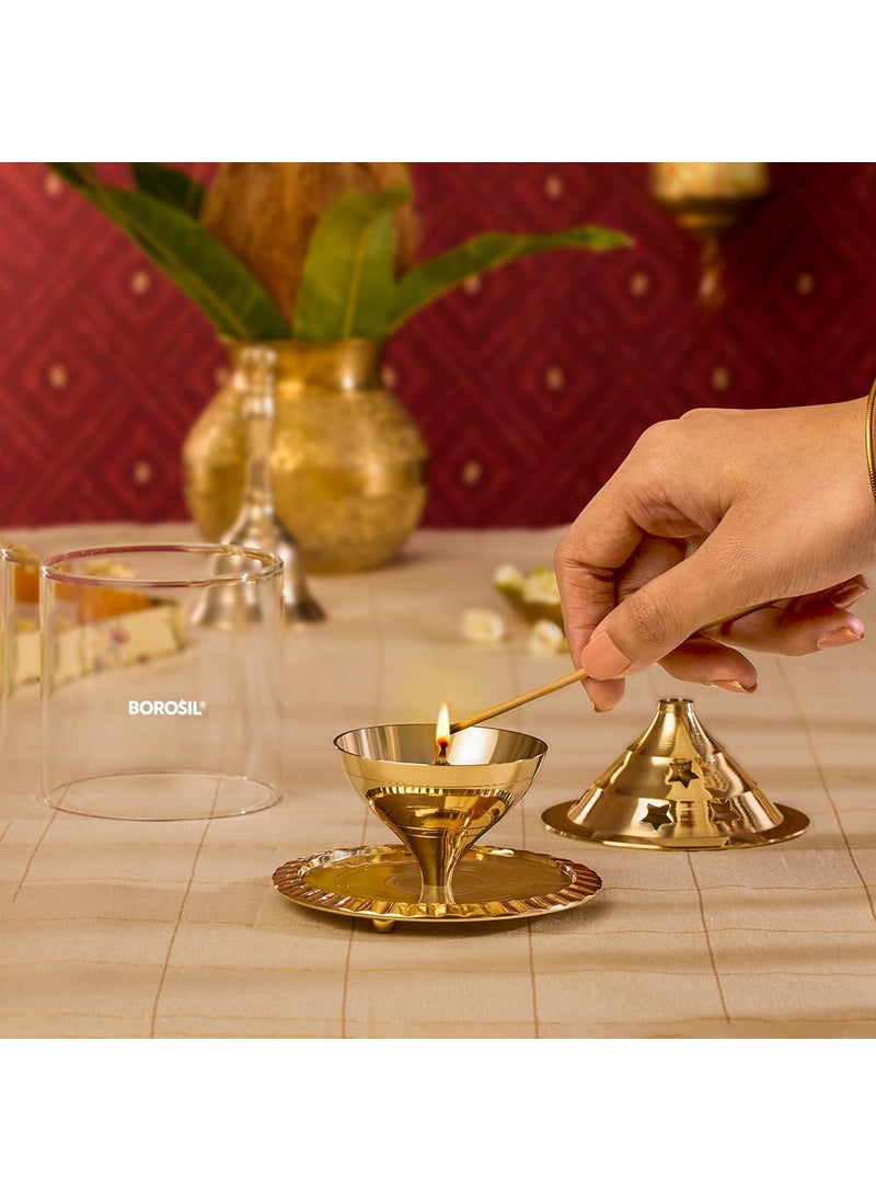BOROSIL Borosil Akhand Diya Medium Brass HDADBTRD100  - Image 4