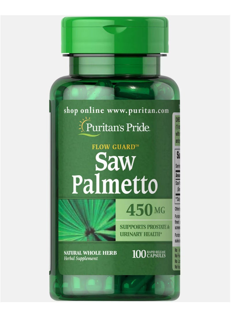 Puritan's Pride Puritan's Pride Saw Palmetto 450 mg – 100 Softgels for Prostate & Urinary Health Support 
