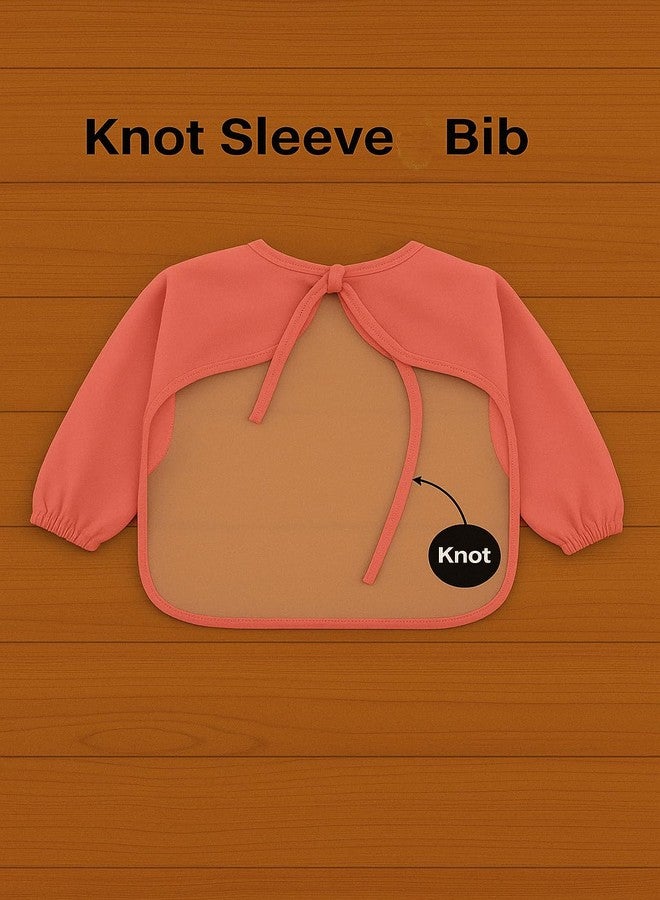 KIDS BASIC Long Sleeves Bibs for Baby | knot Closure | Lightweight & Durable | Waterproof Baby Bibs - (Pack of 2), Print May Vary (Pink & Green) - Image 4