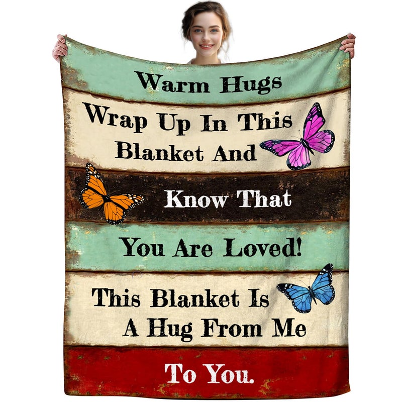 DRCBF Get Well Gifts for Women Blanket After Surgery Warm Hugs Inspirational Religious Words Blankets and Throws Gifts for Sofa Couch Living Room 50X40