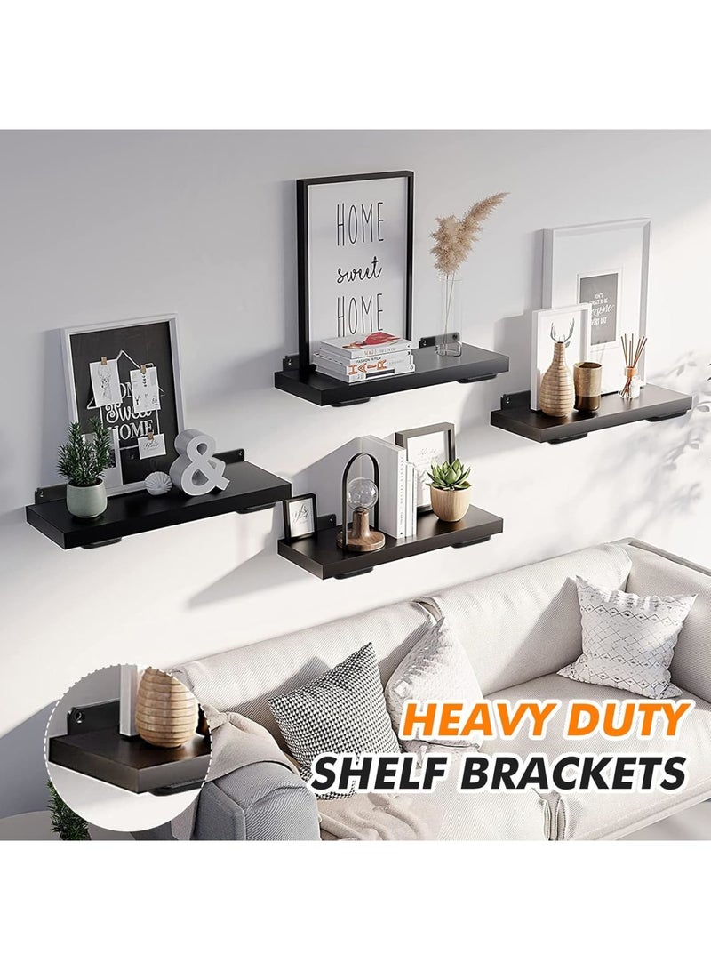 Luckam Hidden L Shelf Bracket (1/5'' Thick) Iron Floating Shelf Brackets Rustic Industrial Metal Brackets for Kitchen, Nursery Shelf, Black Powder Coated Steel (6 Pack-12 inch Black) - Image 2
