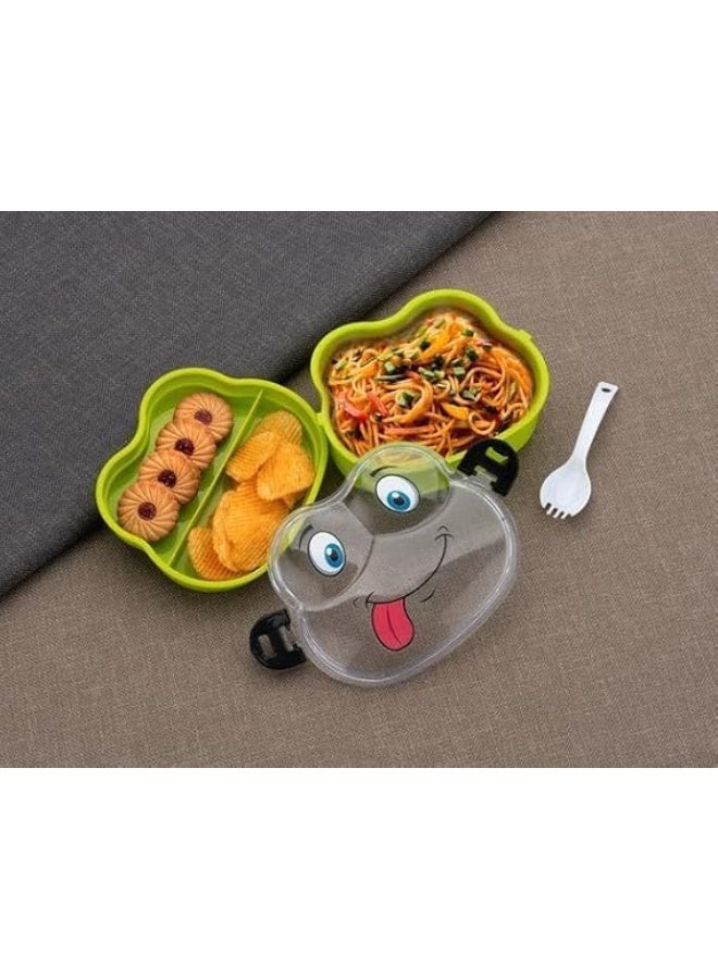 Woz Lunch Box Plastic with Inner Stainless Steel Lunch Box for Kids School Girls and Boys Picnic Airtight Leak Proof Tiffin Box Bpa Free Plastic Microwave Safe Lunch Box Multi Colour - Image 4