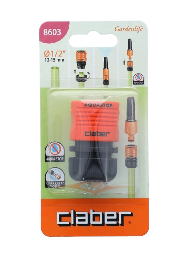 كلابر وصلة اقتران خرطوم مزودة بنظام اكوا ستوب أسود وبرتقالي 1/ 2 انش JE86030000 - Image 1