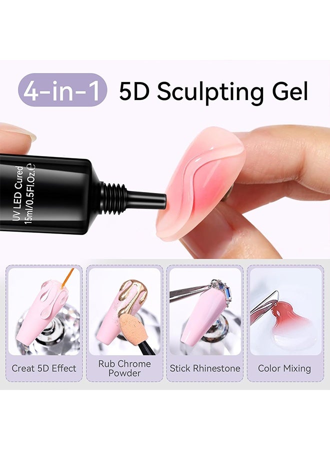 Born Pretty 5D Sculpting Gel,Sculpting Gel Glue for Molding,Drawing,Sculpture,Gems and Decoration Nail Art Rhinestone Glue U V Light Cured No Wipe Nail Polish Salon & DIY Use for Women,15ml - Image 2