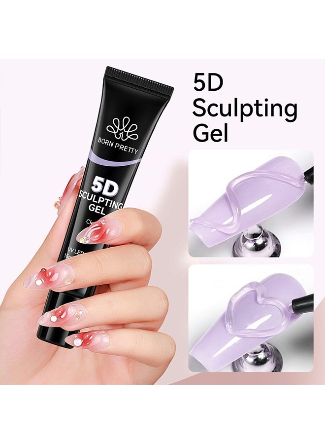 Born Pretty 5D Sculpting Gel,Sculpting Gel Glue for Molding,Drawing,Sculpture,Gems and Decoration Nail Art Rhinestone Glue U V Light Cured No Wipe Nail Polish Salon & DIY Use for Women,15ml - Image 4