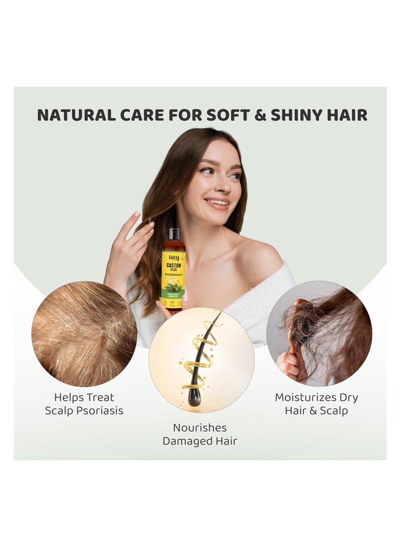 Rey Naturals ReyNaturals Castor Oil Plus Rosemary Oil I Pure Rosemary Oil For Hair Growth 200 ml - Image 2