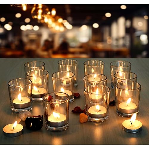 Pure Source India Glass Votive Tealight Candle Holder for Diwali, Birthday Gifts, Weeding, Party & Home Décor (Set of 16pcs - Multi) - Image 2
