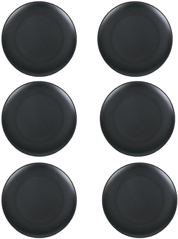 6 PACK MELAMINE PLATES DESSERT SALAD PLATE SNACKS APPETIZER 6 BLACK ROUND DINNERWARE PLATES