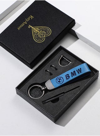 Elegant blue metal and leather keychain with BMW logo featuring 3 key rings perfect as a fancy gift or car accessory designed in sleek blue for a modern look offers 360 degree rotation for convenience suitable for both men and women and comes in a gift box - pzsku/ZB49FD39AB73F4CF53623Z/45/_/1738772268/0feac715-cb79-4de5-96d0-29cb42a90903