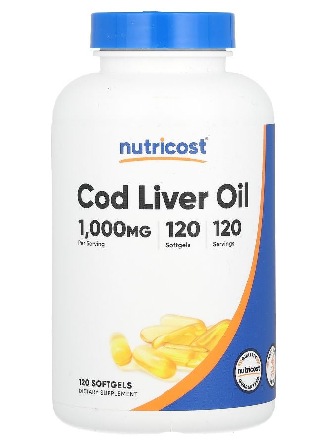 Nutricost Cod Liver Oil 1000 mg 120 Softgels - Image 1