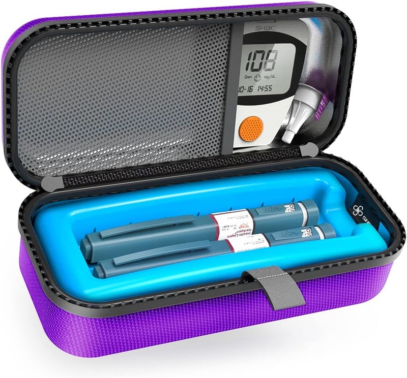 SHBC Insulin Pen Carrying Case Portable Medical Cooler Bag for Diabetes with Protective Ice Brick  Convenient to Changing Needles with Each Injection Purple - Image 1