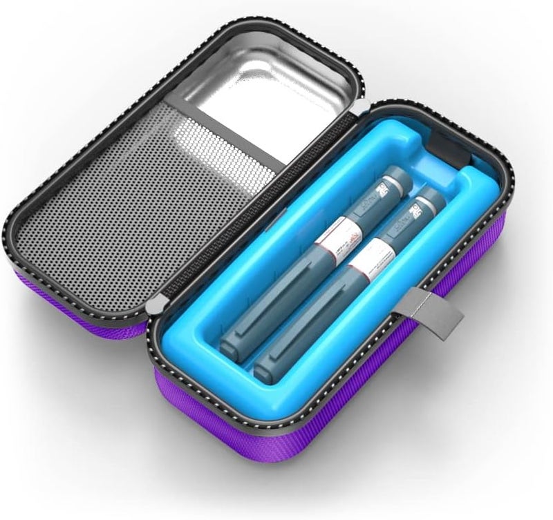 SHBC Insulin Pen Carrying Case Portable Medical Cooler Bag for Diabetes with Protective Ice Brick  Convenient to Changing Needles with Each Injection Purple - Image 2