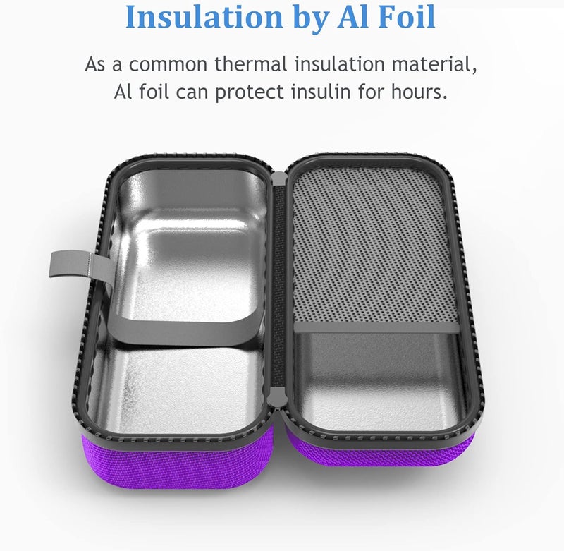 SHBC Insulin Pen Carrying Case Portable Medical Cooler Bag for Diabetes with Protective Ice Brick  Convenient to Changing Needles with Each Injection Purple - Image 4