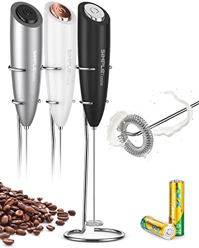 SIMPLETaste Milk Frother Handheld Battery Operated Electric Foam Maker Drink Mixer with Stainless Steel Whisk and Stand for Cappuccino Bulletproof Coffee Latte
