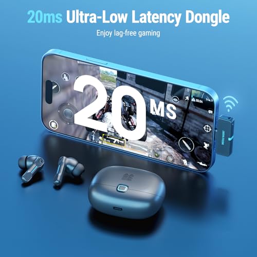 Middle Rabbit SW5 Wireless Gaming Earbuds with Mic, Compatible with PC PS5 PS4 Desktop VR, Computer Headphones, 2.4G Dongle & Bluetooth 5.4 Dual-Mode, 4 Built-in Microphones, 20ms Low Latency - Image 2