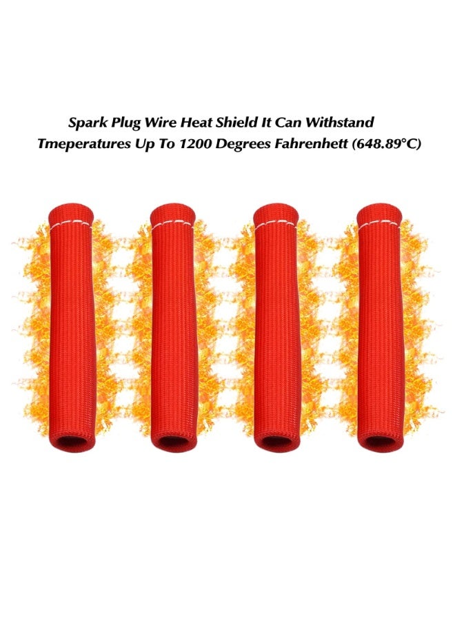 Generic 8PCS Titanium Spark Plug Wire Boots Thermal Protection Insulator Sleeve 2500 F High Temp Protection Heat shield Cover Wrap for Car Truck (Red)  - Image 2