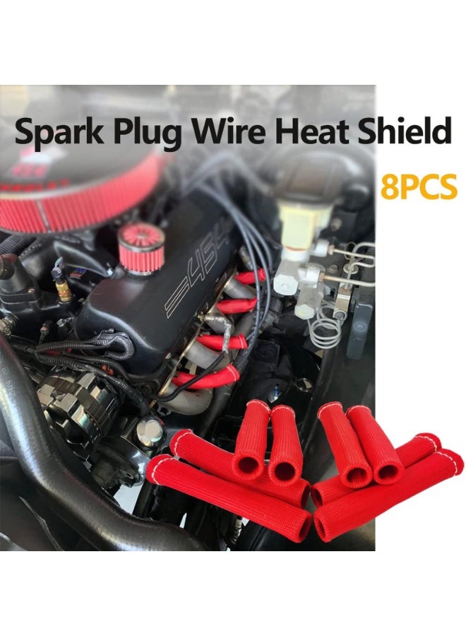Generic 8PCS Titanium Spark Plug Wire Boots Thermal Protection Insulator Sleeve 2500 F High Temp Protection Heat shield Cover Wrap for Car Truck (Red)  - Image 3