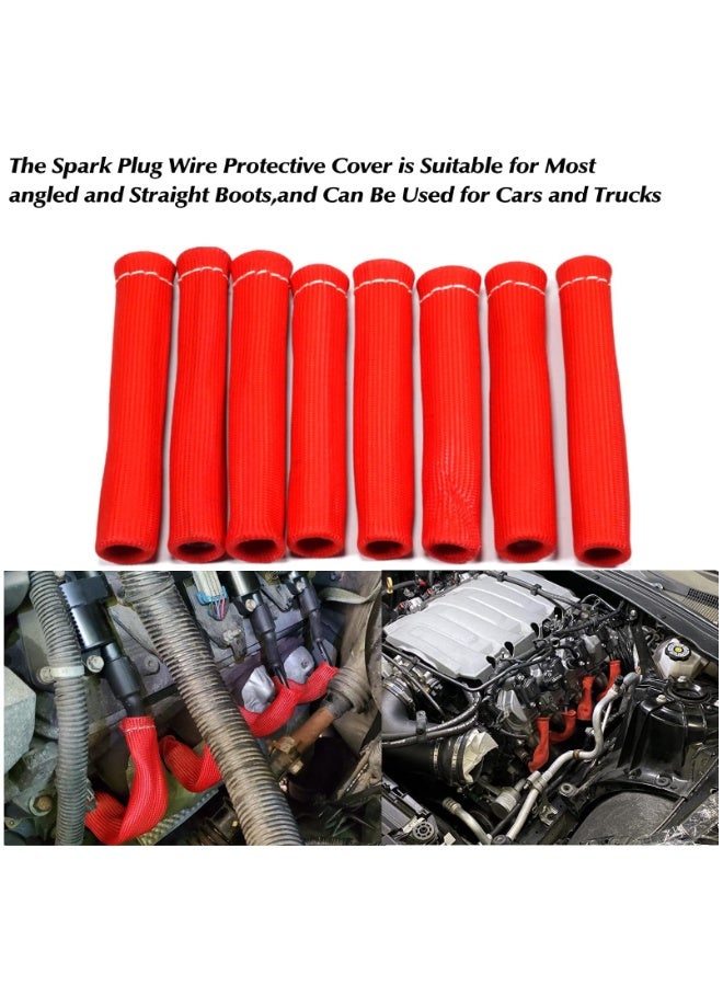 Generic 8PCS Titanium Spark Plug Wire Boots Thermal Protection Insulator Sleeve 2500 F High Temp Protection Heat shield Cover Wrap for Car Truck (Red)  - Image 5