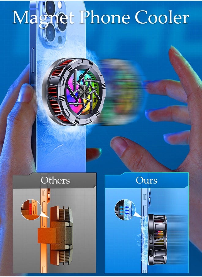 DUNISO Magnetic Semi-Conductor Cooling Chip Phone Cooling Fan with  2 speed adjustment and RGB Lights, Fit All Types of iPhone Android Smartphones  - Image 2