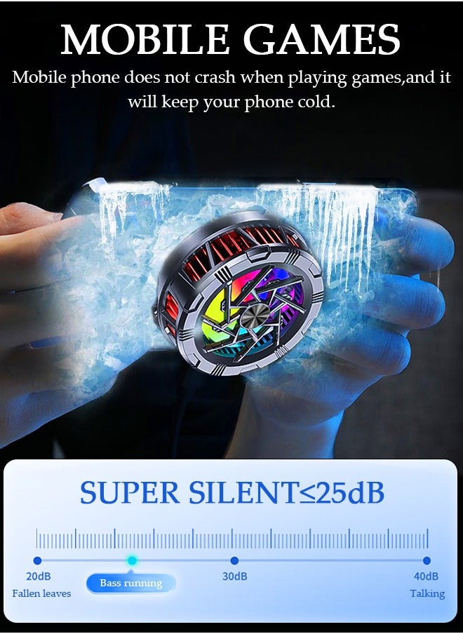 DUNISO Magnetic Semi-Conductor Cooling Chip Phone Cooling Fan with  2 speed adjustment and RGB Lights, Fit All Types of iPhone Android Smartphones  - Image 3