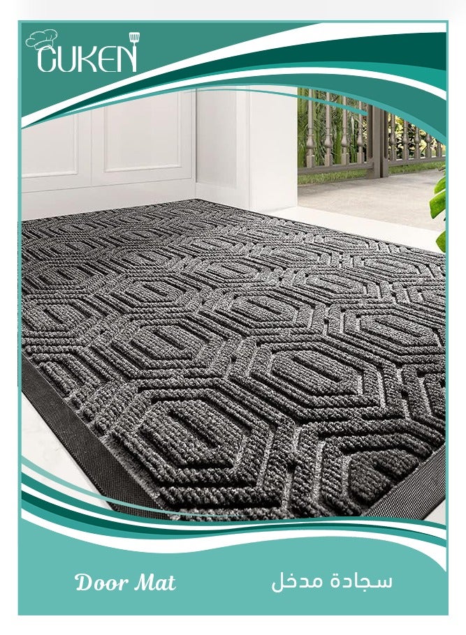 Cuken Door Mats Indoor Non-Slip Absorbent Front Door Mat Resist Dirt Entryway Rug , Classic Geometric Pattern Doormats for Indoor Outdoor Front Door Entryway Patio  (24x36 Inch) - Image 1