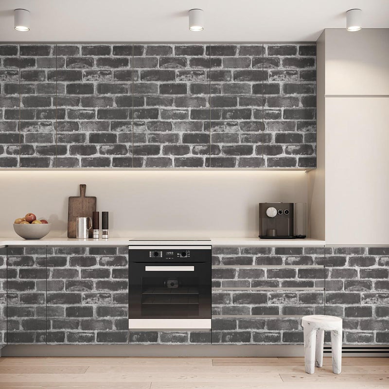 Qianglive Grey Brick Peel and Stick Wallpaper 17.5"Ã—120" Gray Faux Brick Contact Paper Removable Self Adhesive Vinyl Waterproof Wallpaper for Bedroom Fireplace Backdrop Accent Wall - Image 4
