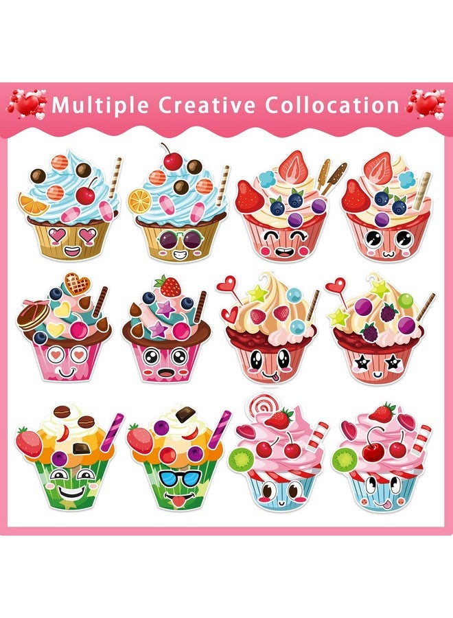 T-Antrix 24 Sheets Make Your Own Cupcake Stickers Make A Face Stickers for Kids Toddlers with DIY Craft Stickers Kids Party Favor Supplies Crafts - Image 3