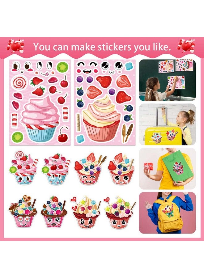 T-Antrix 24 Sheets Make Your Own Cupcake Stickers Make A Face Stickers for Kids Toddlers with DIY Craft Stickers Kids Party Favor Supplies Crafts - Image 2