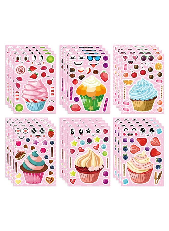 T-Antrix 24 Sheets Make Your Own Cupcake Stickers Make A Face Stickers for Kids Toddlers with DIY Craft Stickers Kids Party Favor Supplies Crafts - Image 1