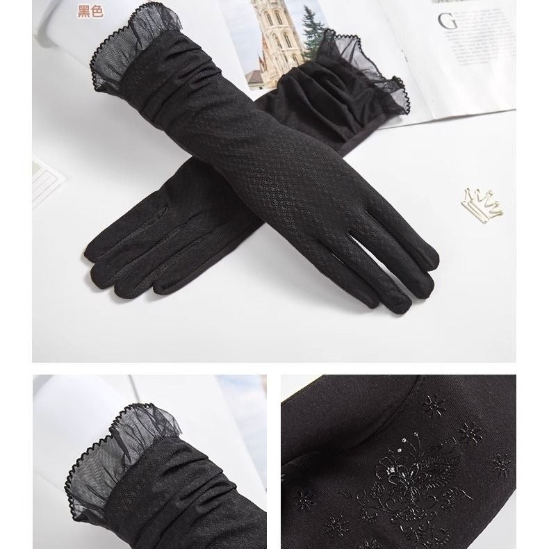 Women's Ice Silk Thin Touchscreen Anti-Slip Gloves for Spring/Autumn and  Summer