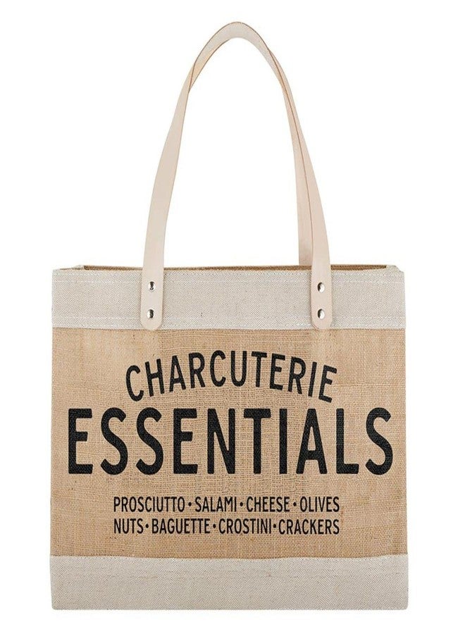 Santa Barbara Design Studio Tote Bags Hold Everything Reusable Grocery Bag Farmers Market Jute Totebag with Waterproof Lining, 13" x 18", Charcuterie Essentials