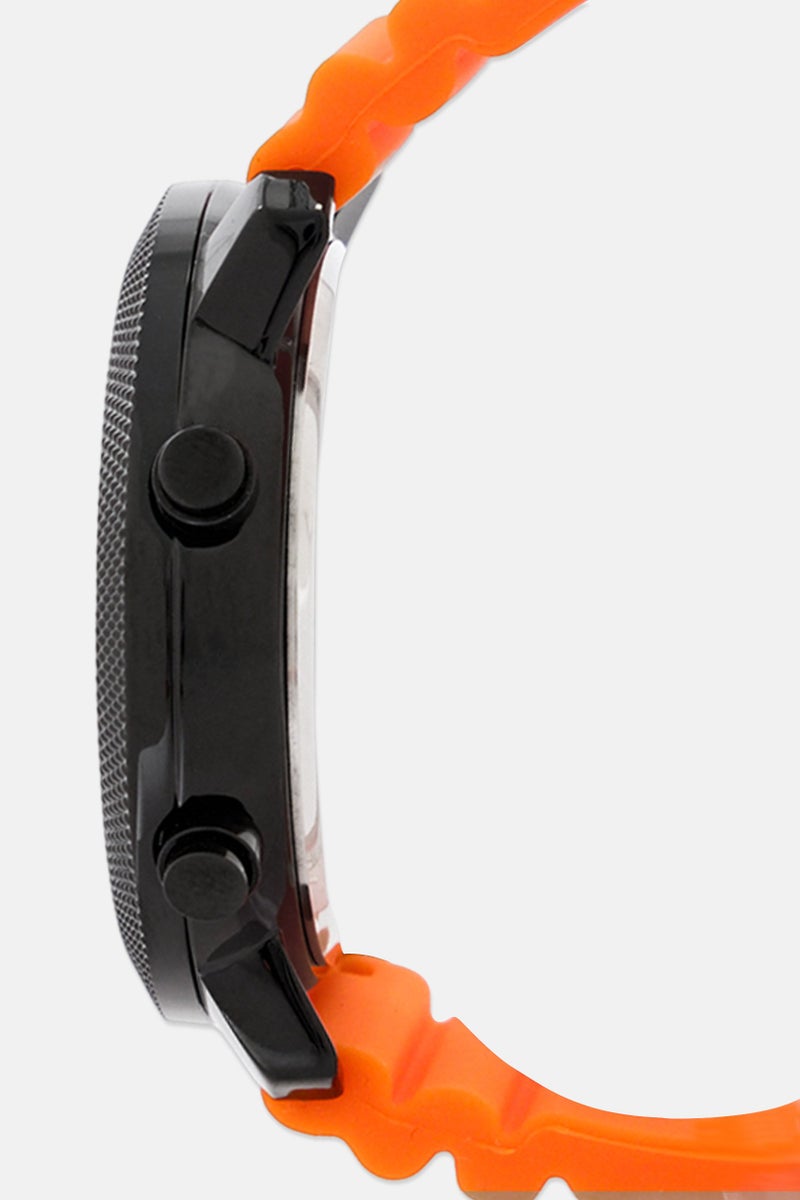 RBX ساعة رقمية بشاشة LCD بحزام سيليكون للرجال P4396-24124134 مقاس 40 مم، برتقالي - Image 4