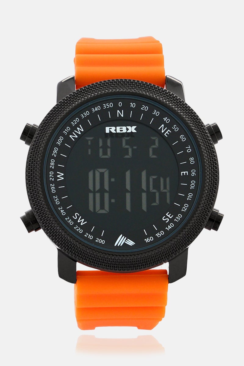 RBX ساعة رقمية بشاشة LCD بحزام سيليكون للرجال P4396-24124134 مقاس 40 مم، برتقالي - Image 1
