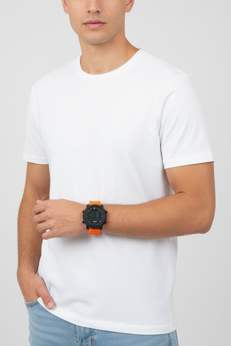 RBX ساعة رقمية بشاشة LCD بحزام سيليكون للرجال P4396-24124134 مقاس 40 مم، برتقالي - Image 2