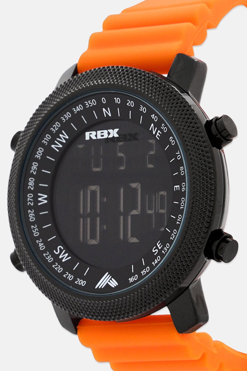 RBX ساعة رقمية بشاشة LCD بحزام سيليكون للرجال P4396-24124134 مقاس 40 مم، برتقالي - Image 3