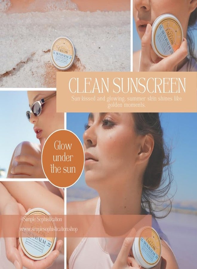 Simple Sophistication Tallow Sun Balm- with grassfed beef tallow, castor oil, zinc oxide | Mineral Sunscreen | Natural, Organic | Reef Safe, Ocean Friendly | Spf 30 - suitable for sensitive skin (2 oz) (Medium) - Image 3