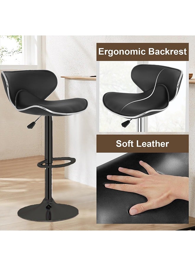 Beauenty 2 Counter Height Adjustable Bar Stools With Back  PU Leather Swivel Kitchen Counter Chairs, Dining Stools (Black) - Image 3