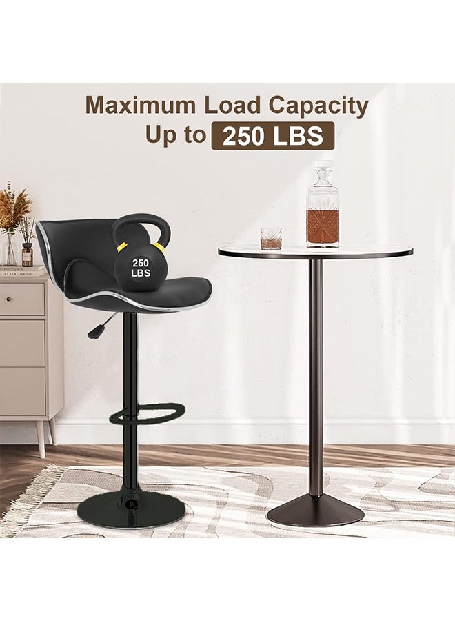 Beauenty 2 Counter Height Adjustable Bar Stools With Back  PU Leather Swivel Kitchen Counter Chairs, Dining Stools (Black) - Image 4
